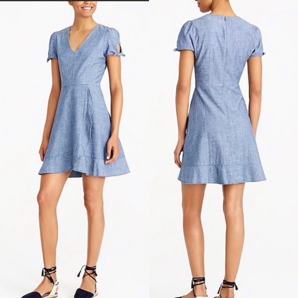 NWT JCrew chambray denim faux-Wrap dress size 12